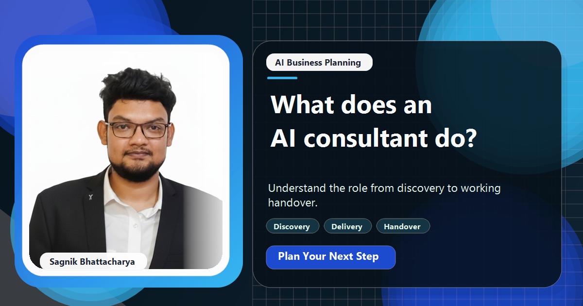 Coding Liquids tutorial cover featuring Sagnik Bhattacharya for What Does an AI Implementation Consultant Actually Do?