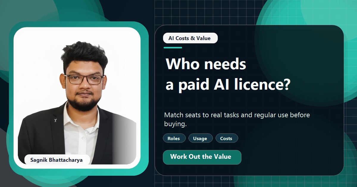 Coding Liquids tutorial cover featuring Sagnik Bhattacharya for Who in Your Team Actually Needs a Paid AI Licence?