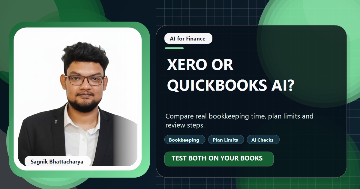 Coding Liquids tutorial cover featuring Sagnik Bhattacharya for Xero vs QuickBooks AI: Which Saves More Bookkeeping Time?